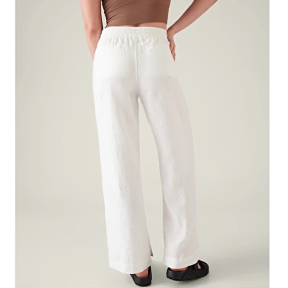Athleta RETREAT LINEN WIDE LEG PANT, White size 18 NWT - Picture 2 of 11